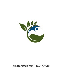 human people with leaf logo template for education 