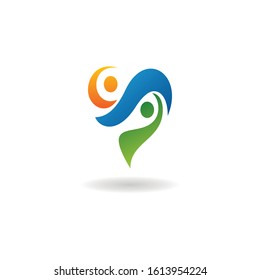 human people logo vector with heart love element template