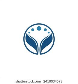 Gente humana, logotipo de yoga de salud natural Modelo de diseño Vector Meditación Círculo deja caídas