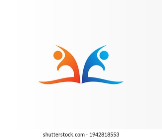 Personas humanas dan forma al concepto de diseño del logotipo del icono vector