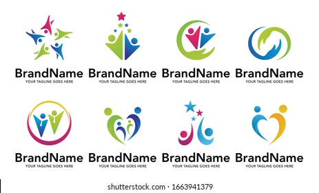 human people team logo icon vector 