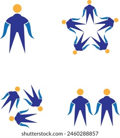  Human and people welfare logo design community care friendship unity vector icon and social organization logo design, human logo design, organization logo, social working
