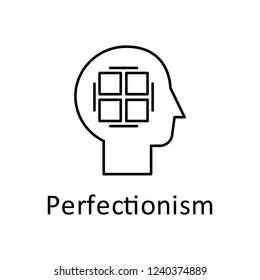 Human, perfectionist in mind icon. Element of human mind with name icon. Thin line icon for website design and development, app development. Premium icon