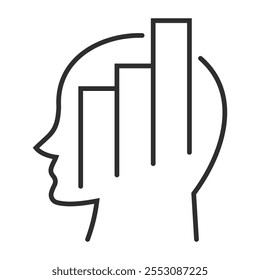 Ícone de contorno de desempenho humano, mostrando o ícone de contorno de marketing, ilustração de vetor minimalista e elemento gráfico transparente. Isolado sobre fundo branco