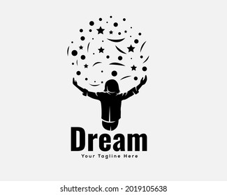 human performance skill talent mastery reach dream black white silhouette logo template illustration inspiration