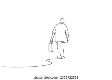 human person bag leaving going away walking outside