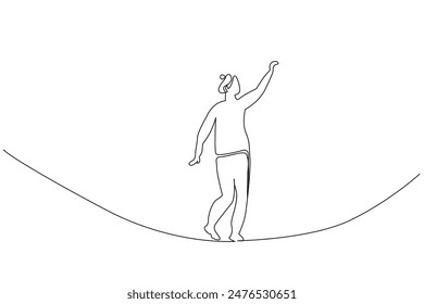 human person balance on rope sport activity one line art design vector