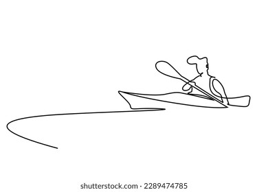 human person kayak canoe water sport lifestyle  line art