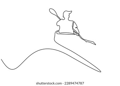 human person kayak canoe water sport lifestyle  line art