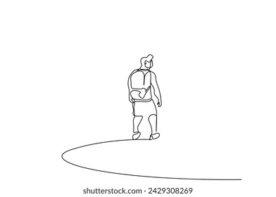 human person nature backpack outside walk activity one line art design