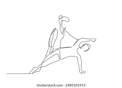 human person woman sport pilates health life one line art design vector