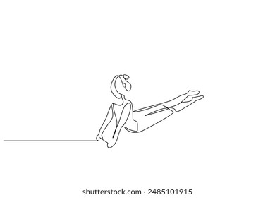 human person woman sport pilates health life one line art design vector