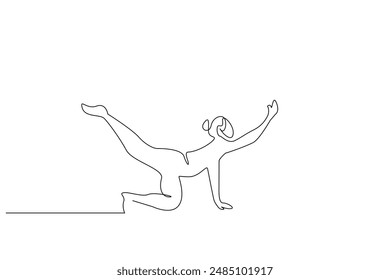 human person woman sport pilates health life one line art design vector