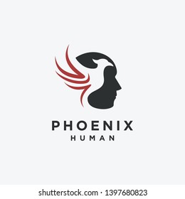 Human Phoenix logo icon vector template on white background