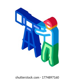 Human With Photo Camera Icon Thin Line Vector. Traveler Hiker Man With Professional Camera Equipment sign. color isolated symbol illustration