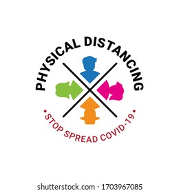 Human physical distancing logo for stop coronavirus spread. Breaking covid-19 spread logo template. Quarantine people in a pandemic vector icon