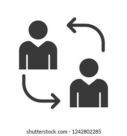 human pictogram and arrow, exchange data network communication solid icon set