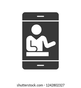 human pictogram on smartphone solid icon,communication concept