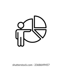 Icono de contorno de gráfico humano y circular. Ilustración vectorial. Icono aislado es adecuado para web, infografías, interfaces y aplicaciones.