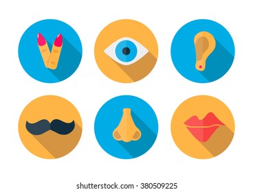 Human pieces icon in a flat design with long shadow vector