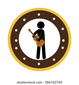 human playing acoustic guitar instrument icon