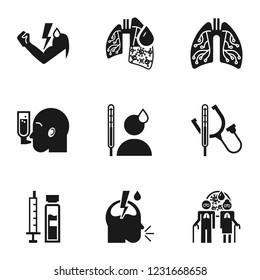 Human pneumonia icon set. Simple set of 9 human pneumonia vector icons for web design isolated on white background