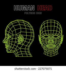 Human Polygon heads. Vector