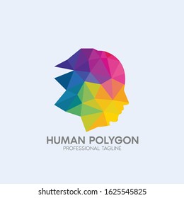 human polygon vector logo design template