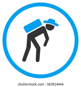 Human Porter vector icon. Style is bicolor flat circled symbol, blue and gray colors, rounded angles, white background.