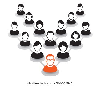 Human portrait and Icon. Vector Illustration. Office team and Leader