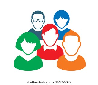 Human portrait and Icon. Vector Illustration. Office team.