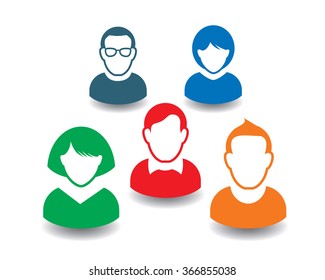 Human portrait and Icon. Vector Illustration. Office team.