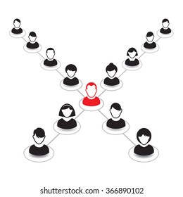 Human portrait and Icon. Vector Illustration. Office team and Leader.