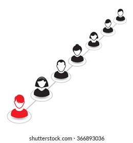 Human portrait and Icon. Vector Illustration. Office Team and Leader.