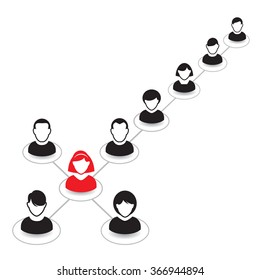 Human portrait and Icon. Vector Illustration. Office team and Leader
