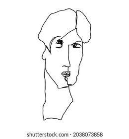Human portrait line drawing. Sketch of an unattractive, plain looking abstract person. Digitally created illustration of a fictive person.