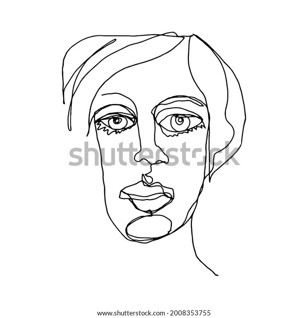 Human Portrait Line Drawing Sketch Unattractive Stock Vector (Royalty