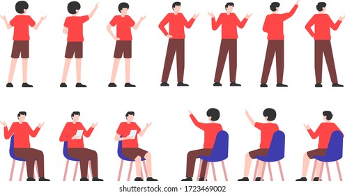 human pose set flat illustration template