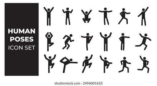 Human poses and gesture icon set