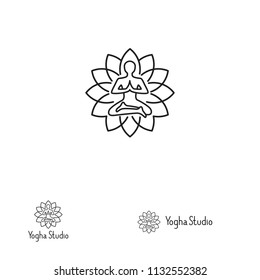 Human posing yogha illustration. Yogha logo design