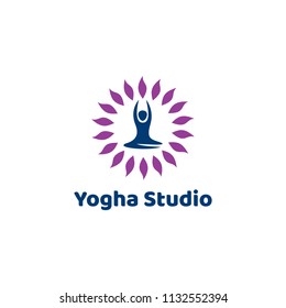 Human posing yogha illustration. Yogha logo design