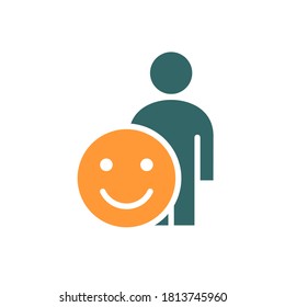Human with positive emotions colored icon. Happy, success face symbol