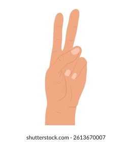 Human positive hands and fingers gesture peace 