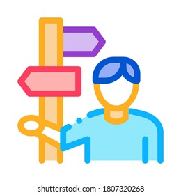 Human Post Column Icon Vector. Outline Human Post Column Sign. Color Isolated Contour Symbol Illustration