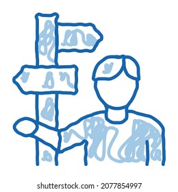 Skizze-Vektorgrafik der menschlichen Post-Spalte Handgezeichnete blaue Linie Kunst Human Post Spalte Zeichen. einzelne Symbolillustration