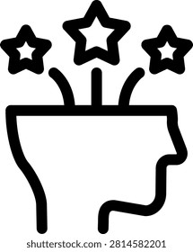 Human potential star mind line icon for hidden talent and creative imagination