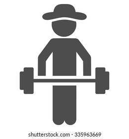 Human Power Lifting vector icon. Style is flat symbol, gray color, rounded angles, white background.