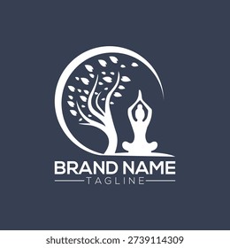 Human pray and tree icon isolated on white background
