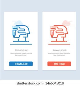 Human, Printing, Big Think  Blue and Red Download and Buy Now web Widget Card Template. Vector Icon Template background