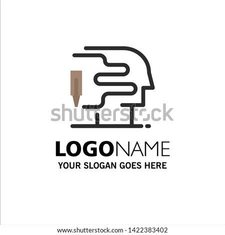 Human, Printing, Big Think Business Logo Template. Flat Color